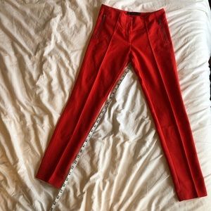 Zara Red Pants with Silver Zipper Pockets | XS